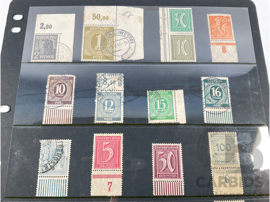 Collection of German Depression Era Stamps Including Selvage and Overprints