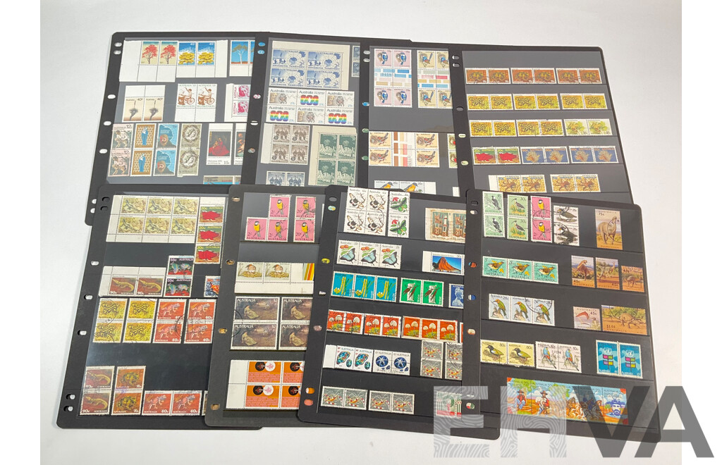 Collection of Australian Stamp Blocks, Strips and Pairs Including Mints, Predecimal, Antarctic Territory, Salvage, Sets