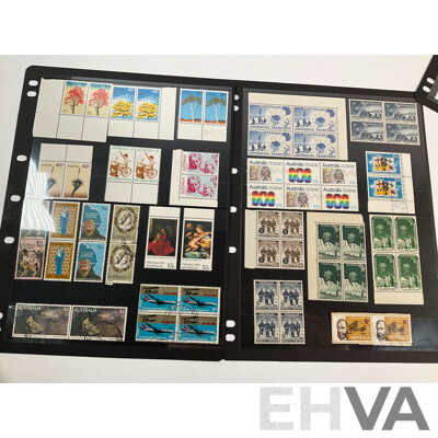 Collection of Australian Stamp Blocks, Strips and Pairs Including Mints, Predecimal, Antarctic Territory, Salvage, Sets