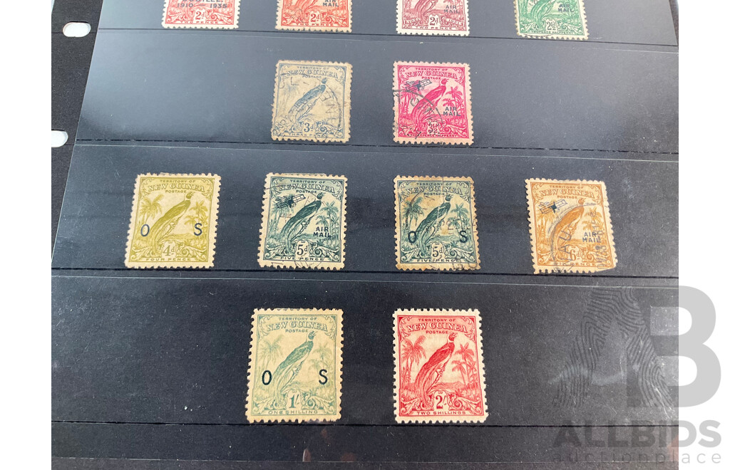 Territory of New Guinea 1930's Stamps Including Official Service, KGV Jubilee, Air Mail Over Prints, Half Penny to One Shilling