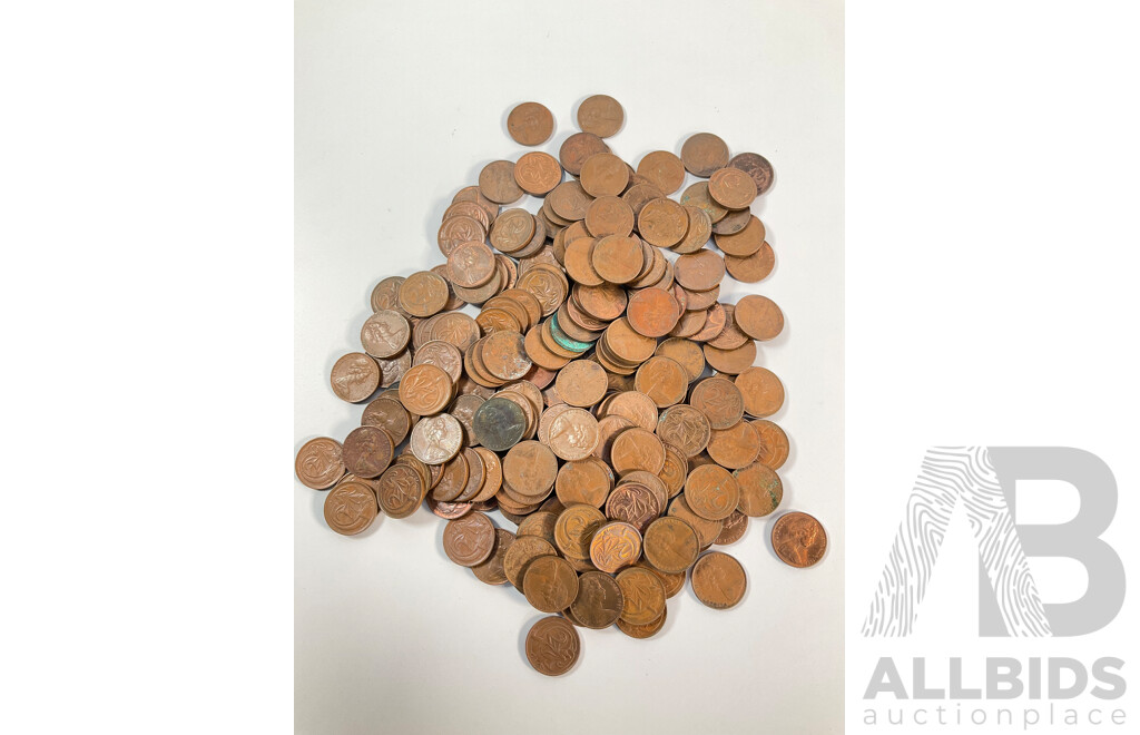Australian One and Two Cent Coins, Examples Spanning 1966 to 1980's - Approximately 1.5 Kilograms
