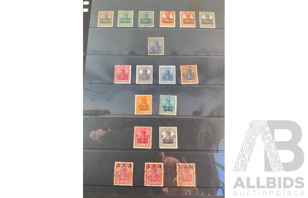 Germania 1900's Stamps Including Mint Hinged, Bayern, 9th Army, and Overprints