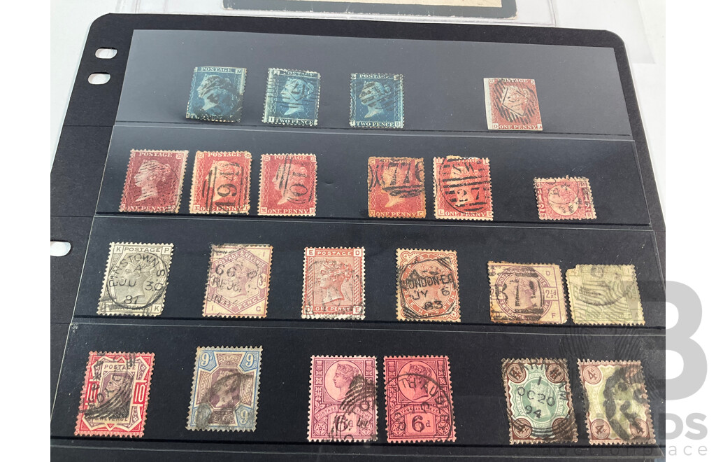 Collection of Great Britain Stamps Including Penny Reds and Blues, QV Jubilee Set