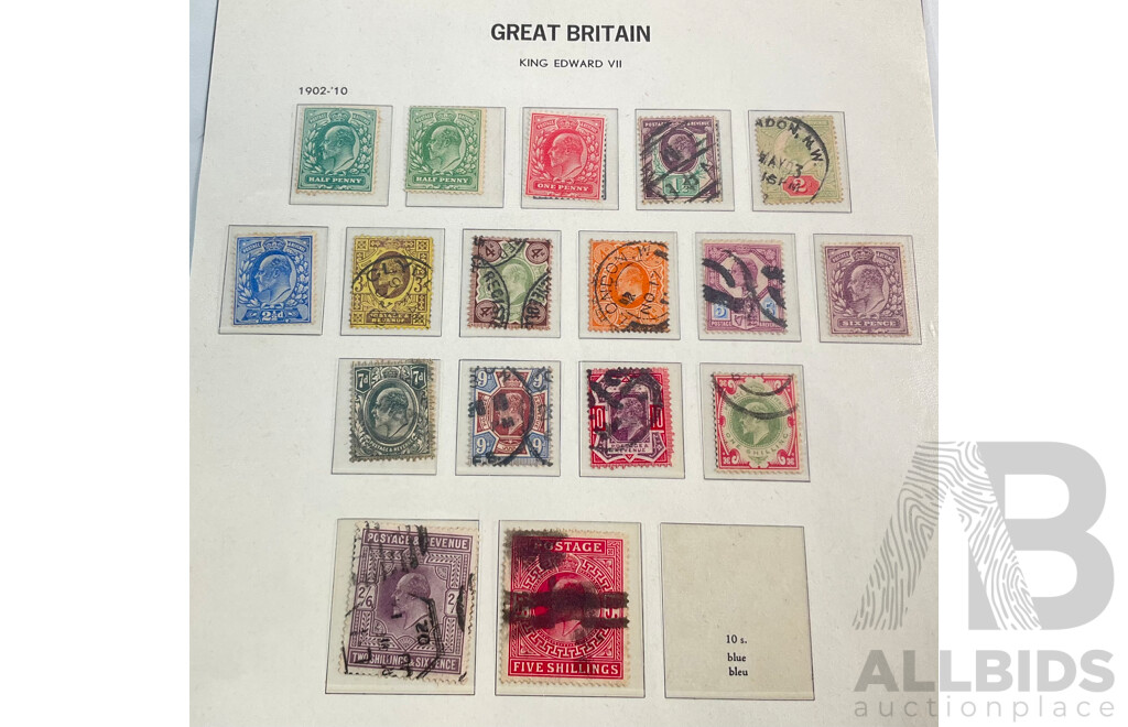 Collection of Great Britain KEVII Stamps, Half Penny to Five Shillings
