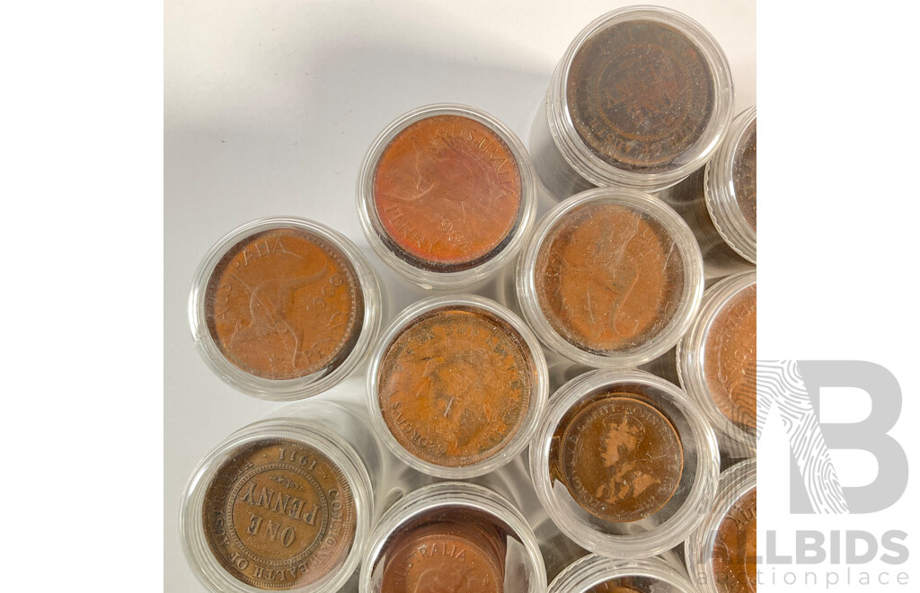 Collection of Australian Pennies and Half Pennies, Examples Spanning 1911 to 1964 - Approximately 4.6 Kilograms