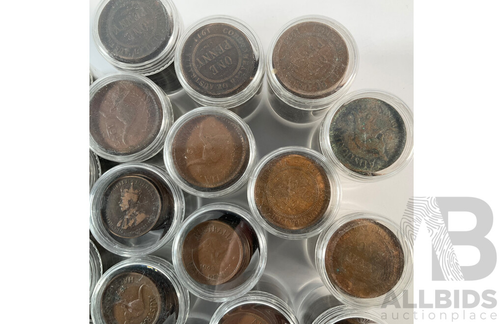 Collection of Australian Pennies and Half Pennies, Examples Spanning 1911 to 1964 - Approximately 4.6 Kilograms
