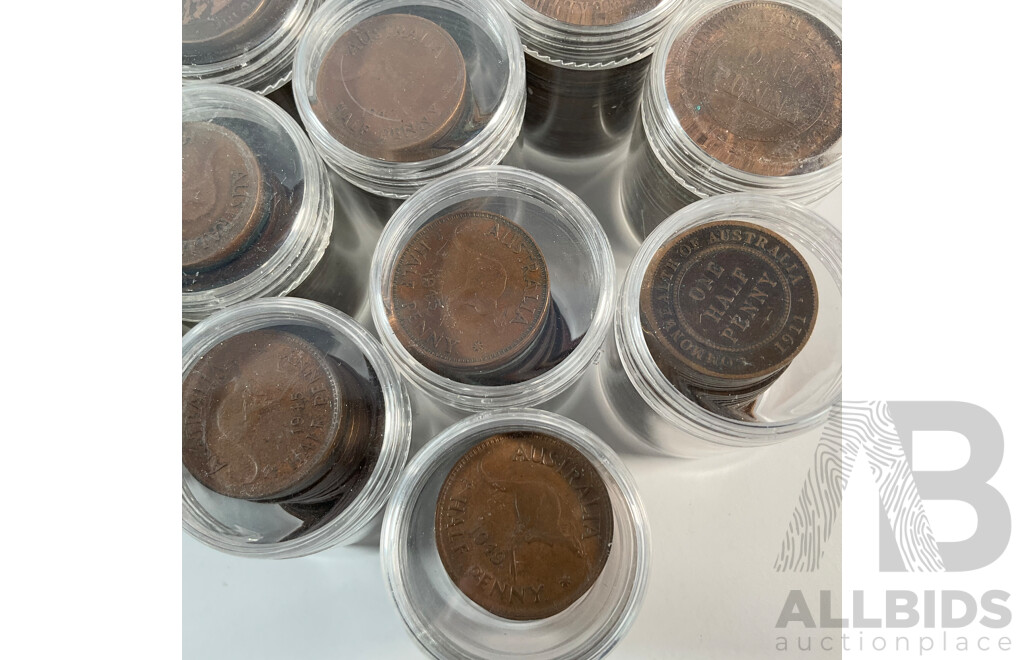Collection of Australian Pennies and Half Pennies, Examples Spanning 1911 to 1964 - Approximately 4.6 Kilograms