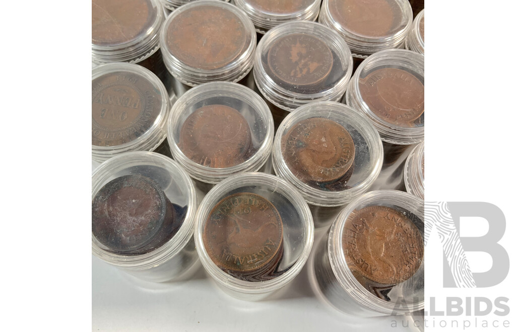 Collection of Australian Pennies and Half Pennies, Examples Spanning 1911 to 1964 - Approximately 4.6 Kilograms