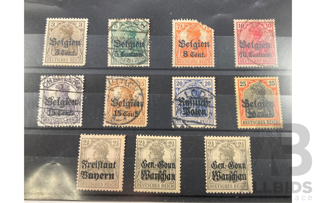 Germania 1920's Stamps, Foreign Offices Overprints, Belgium, Bayern, Warsaw