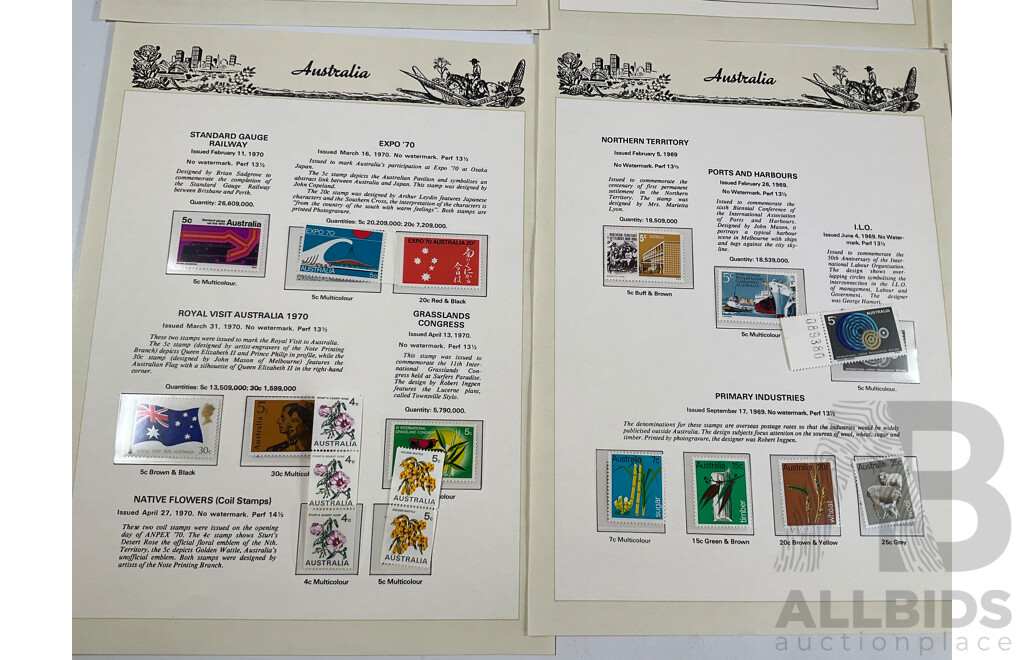 Australian Seven Seas Stamps 1968-1970, Cook Bicentennial, Christmas, Prime Ministers, First England-Australia Flight