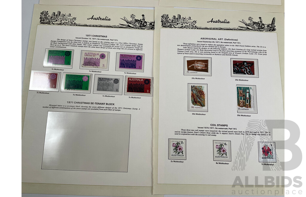 Australian Seven Seas Stamps 1970-1971, Famous Men, Aboriginal Art, Christmas, Australia-Asia, Mint Blocks