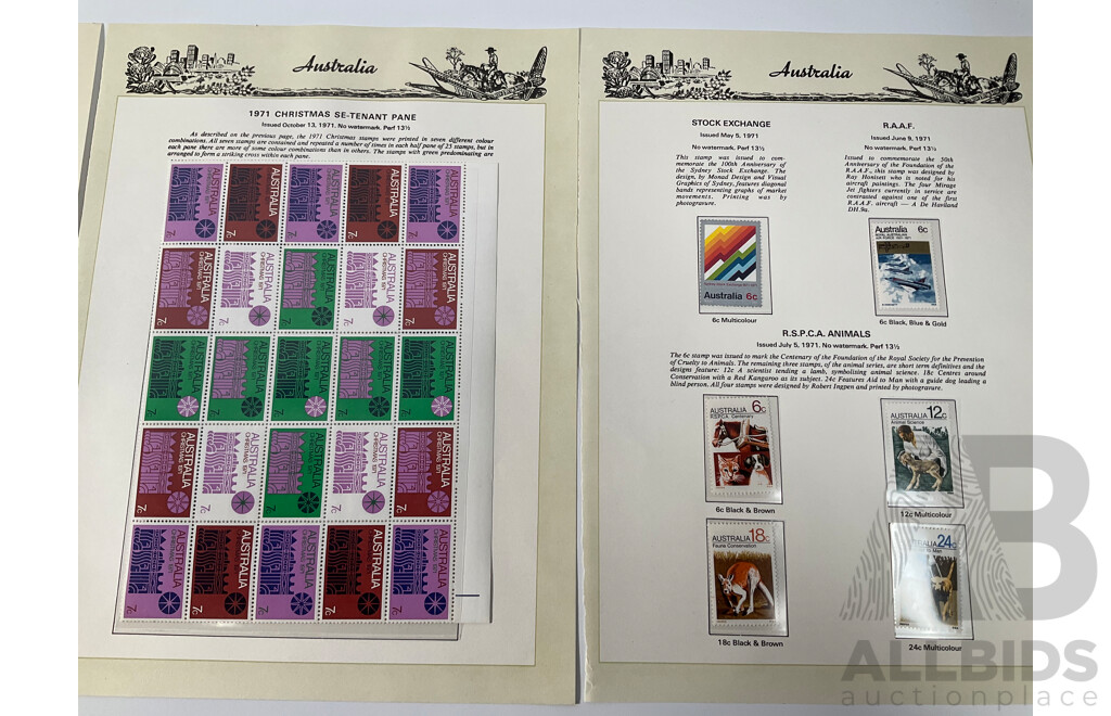 Australian Seven Seas Stamps 1970-1971, Famous Men, Aboriginal Art, Christmas, Australia-Asia, Mint Blocks