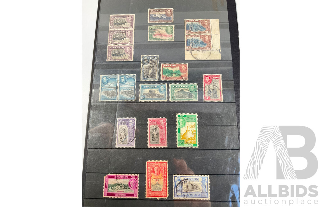 Great Britain/Ceylon, 1900's Stamps, KGV, KGVI, Pairs, Double Sided Hanger