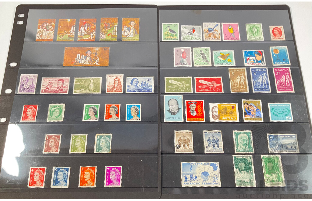 Australian 1950's-1960's Stamps, QE2, Cook, Explorers, Antarctic, Mint Hinged