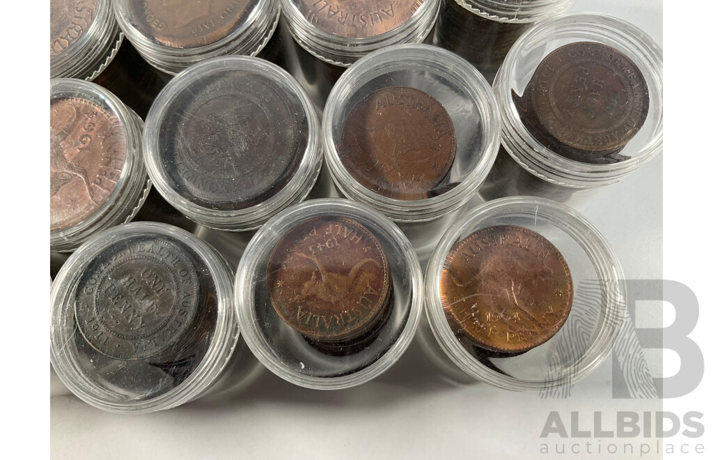Collection of Australian Pennies and Half Pennies, Examples Spanning 1911 to 1964 - Approximately 5.4 Kilograms