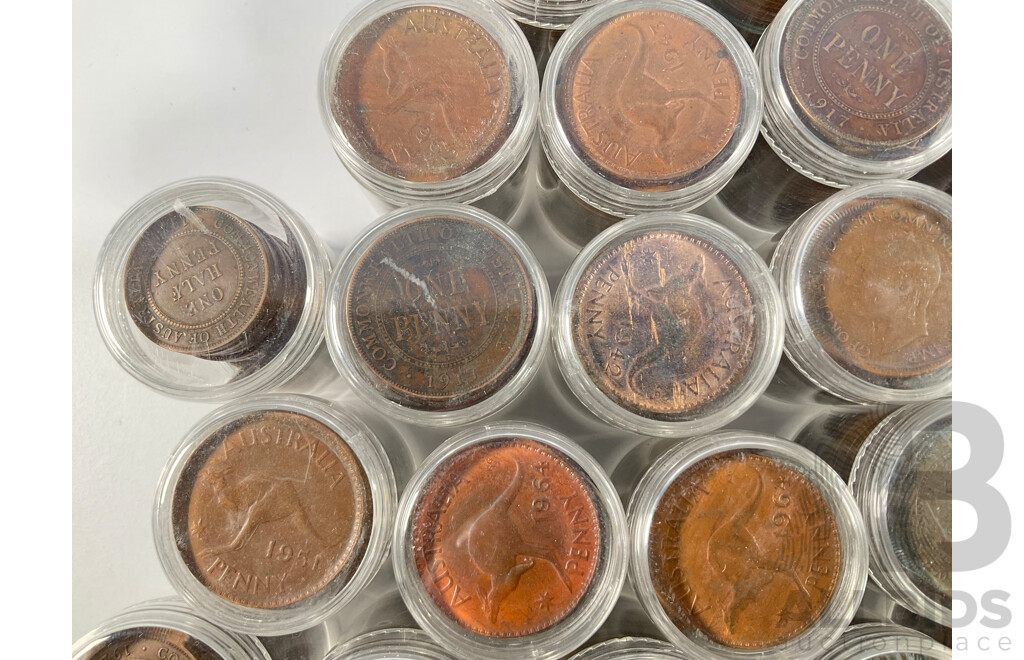 Collection of Australian Pennies and Half Pennies, Examples Spanning 1911 to 1964 - Approximately 5.4 Kilograms