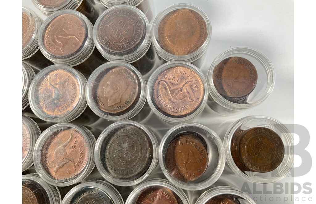Collection of Australian Pennies and Half Pennies, Examples Spanning 1911 to 1964 - Approximately 5.4 Kilograms