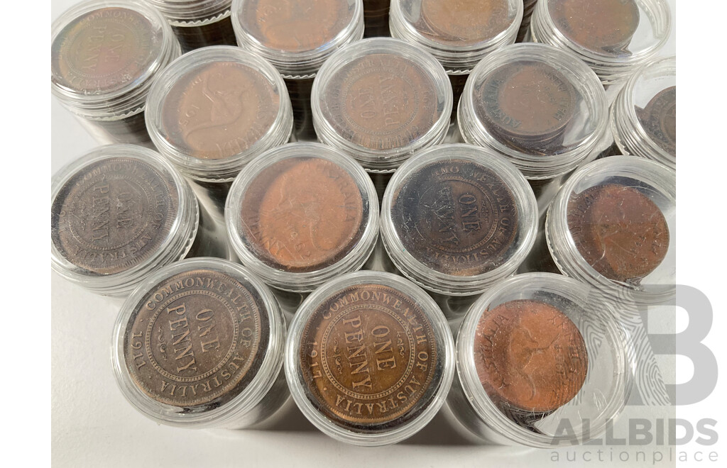 Collection of Australian Pennies and Half Pennies, Examples Spanning 1911 to 1964 - Approximately 4.6 Kilograms