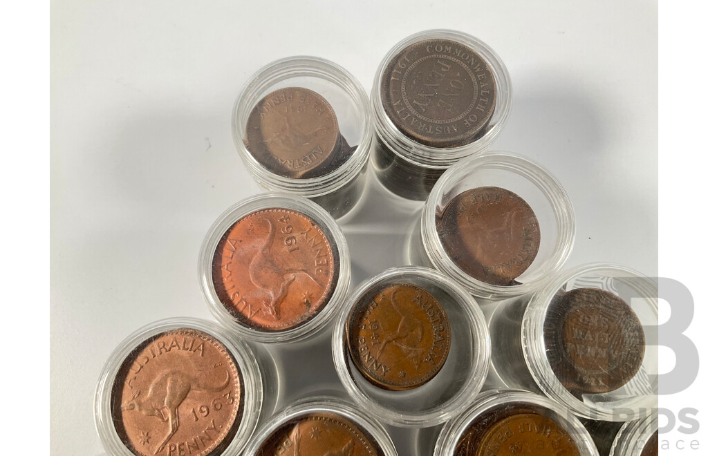 Collection of Australian Pennies and Half Pennies, Examples Spanning 1911 to 1964 - Approximately 4.6 Kilograms