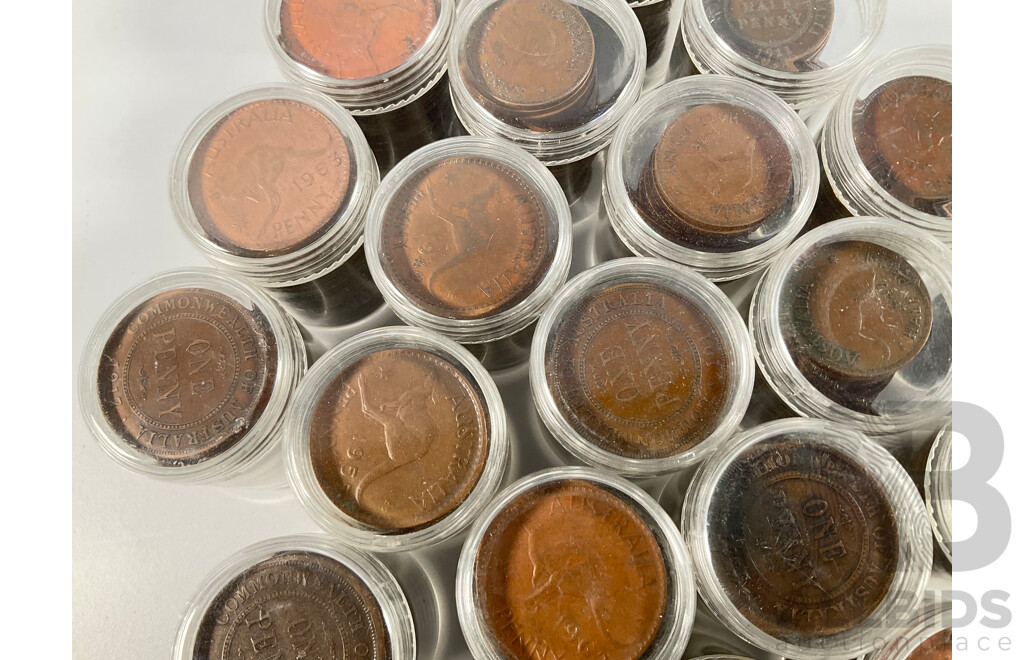 Collection of Australian Pennies and Half Pennies, Examples Spanning 1911 to 1964 - Approximately 4.6 Kilograms