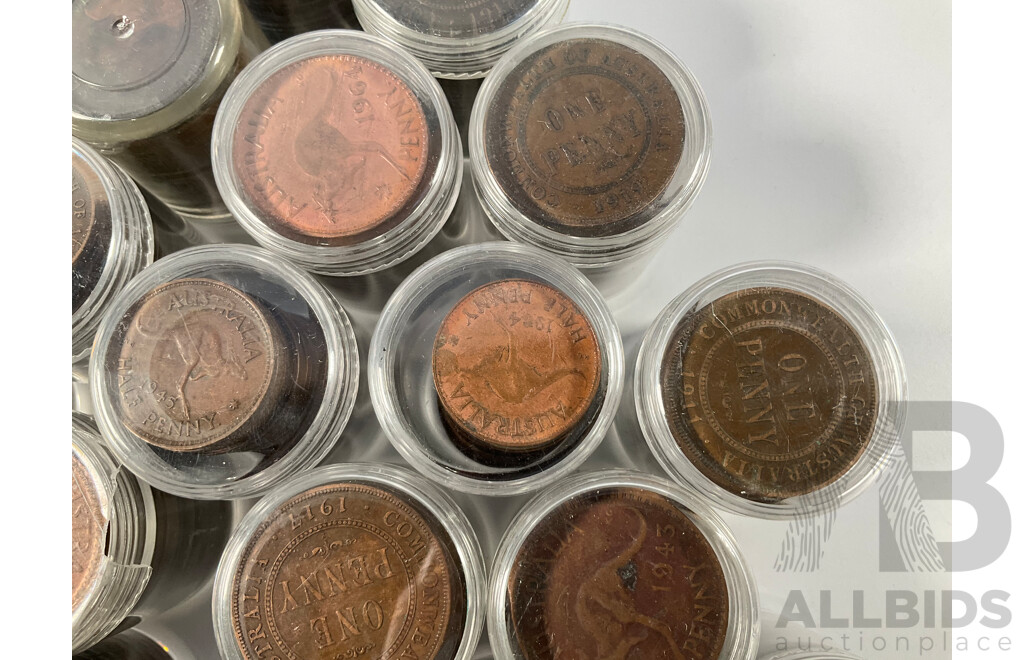 Collection of Australian Pennies and Half Pennies, Examples Spanning 1911 to 1964 - Approximately 4.6 Kilograms
