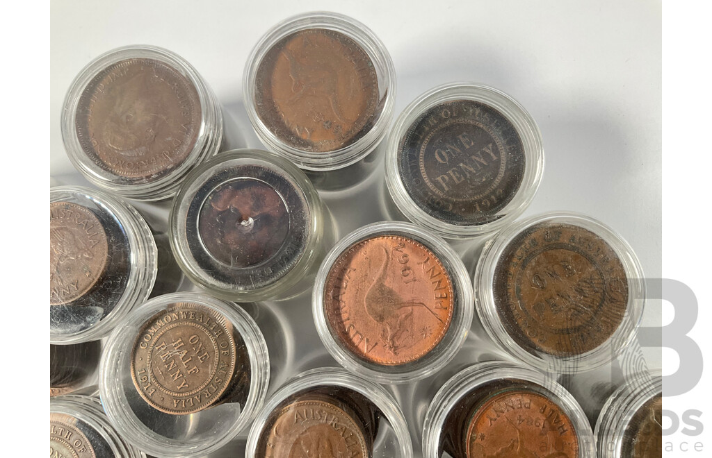 Collection of Australian Pennies and Half Pennies, Examples Spanning 1911 to 1964 - Approximately 4.6 Kilograms