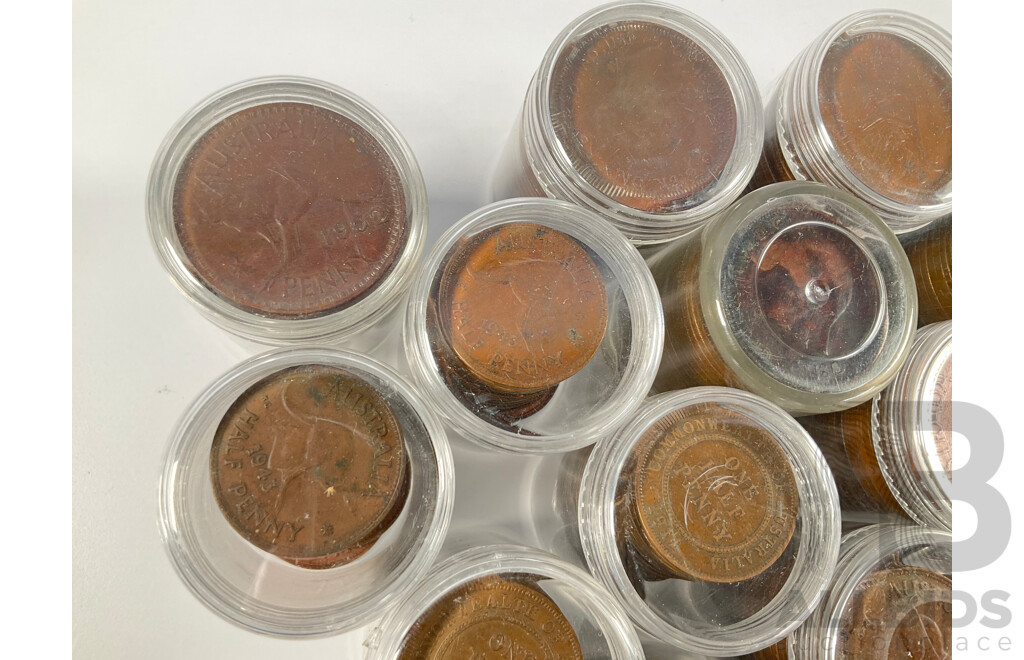 Collection of Australian Pennies and Half Pennies, Examples Spanning 1911 to 1964 - Approximately 4.6 Kilograms