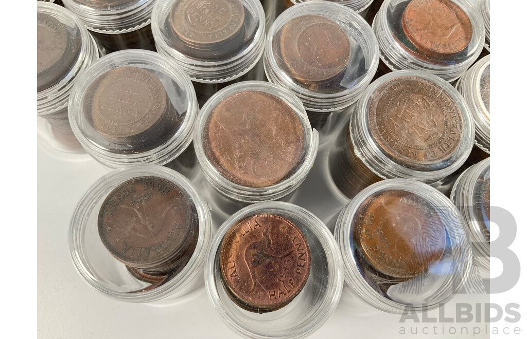 Collection of Australian Pennies and Half Pennies, Examples Spanning 1911 to 1964 - Approximately 4.6 Kilograms