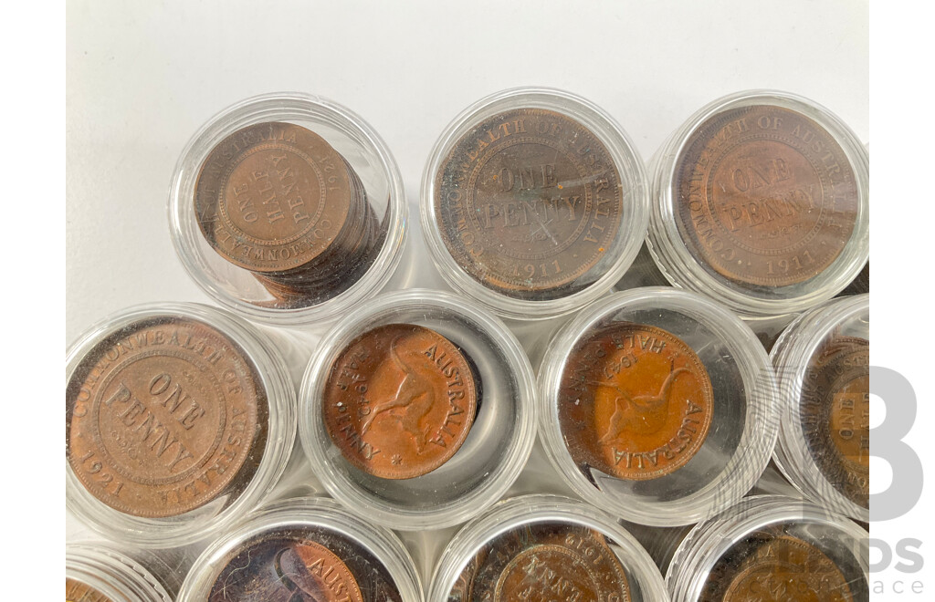 Collection of Australian Pennies and Half Pennies, Examples Spanning 1911 to 1964 - Approximately 4.6 Kilograms