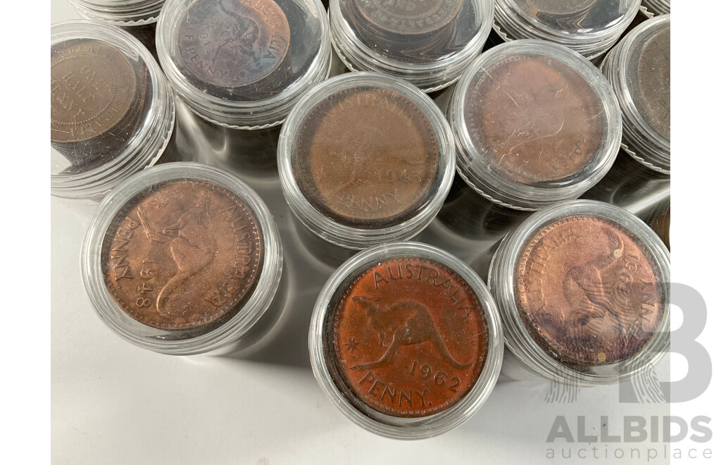 Collection of Australian Pennies and Half Pennies, Examples Spanning 1911 to 1964 - Approximately 4.6 Kilograms