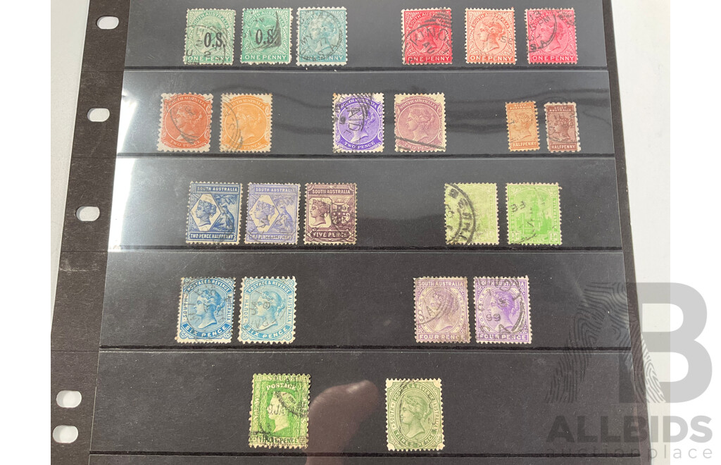 Australian Predecimal Stamp Collection Spanning 1850's to 1950's Including Victoria State QV Set to Five Shillings, South Australian Imperfs, 1930's to 1950's Mostly Mint Previous Hinged