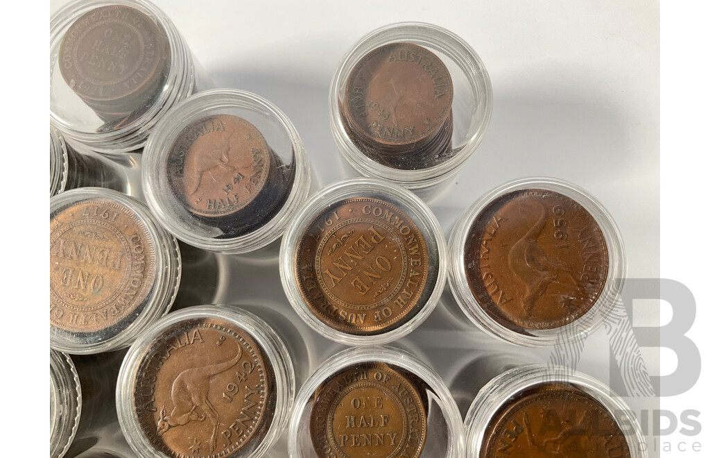 Collection of Australian Pennies and Half Pennies, Examples Spanning 1911 to 1964 - Approximately 4.6 Kilograms