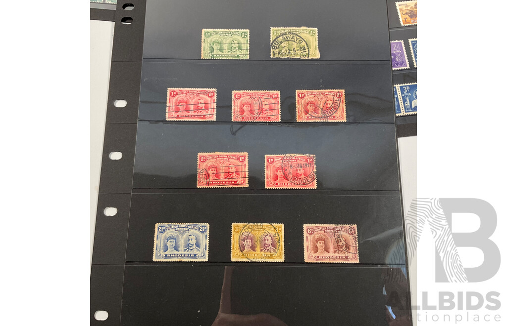 Collection of Great Britain/African Colonies Stamps Including South Africa, Natal, Rhodesia, Overprints, Mint Hinged