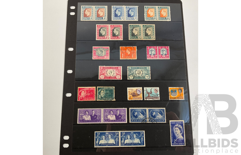 Collection of Great Britain/African Colonies Stamps Including South Africa, Natal, Rhodesia, Overprints, Mint Hinged