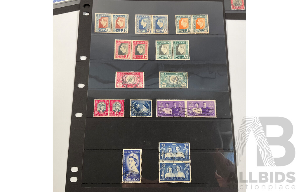 Collection of Great Britain/African Colonies Stamps Including South Africa, Natal, Rhodesia, Overprints, Mint Hinged