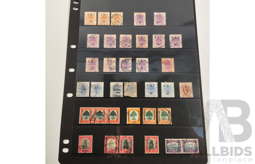 Collection of Great Britain/African Colonies Stamps Including South Africa, Natal, Rhodesia, Overprints, Mint Hinged