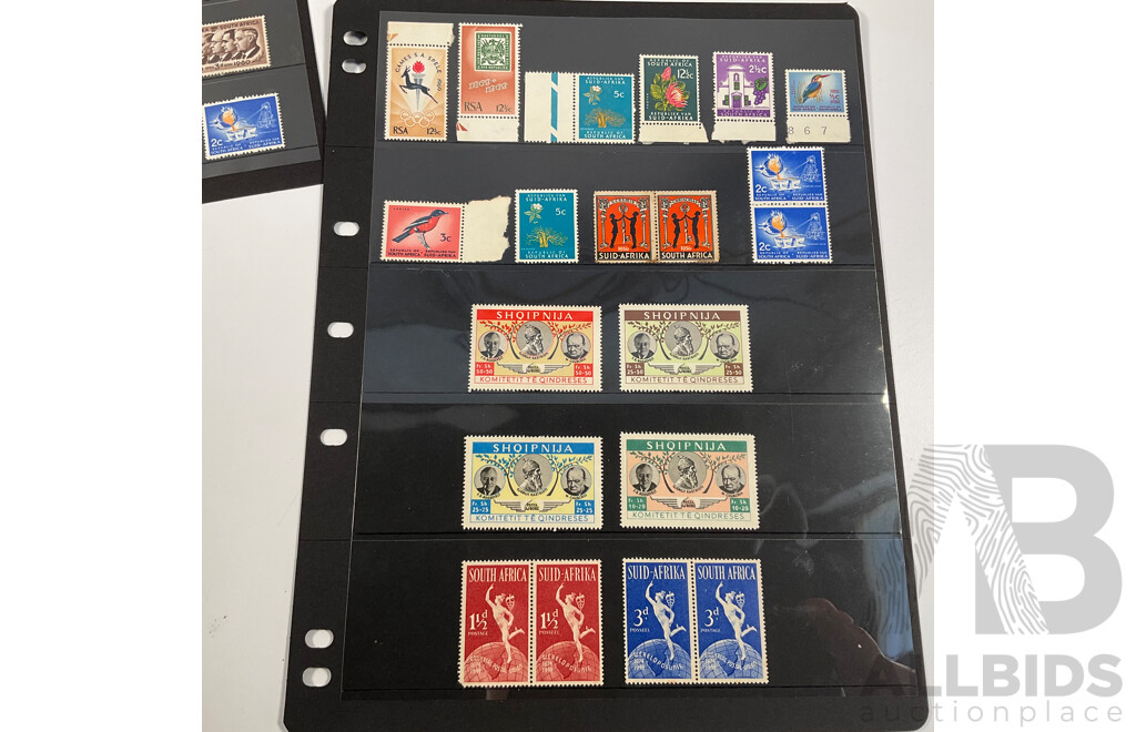 Collection of Great Britain/African Colonies Stamps Including South Africa, Natal, Rhodesia, Overprints, Mint Hinged