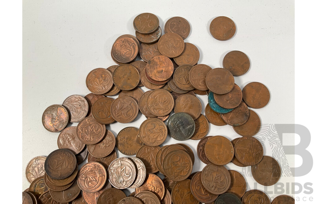 Collection of Australian One and Two Cent Coins Spanning 1966 to 1990 - Approximately 3.4 Kilograms