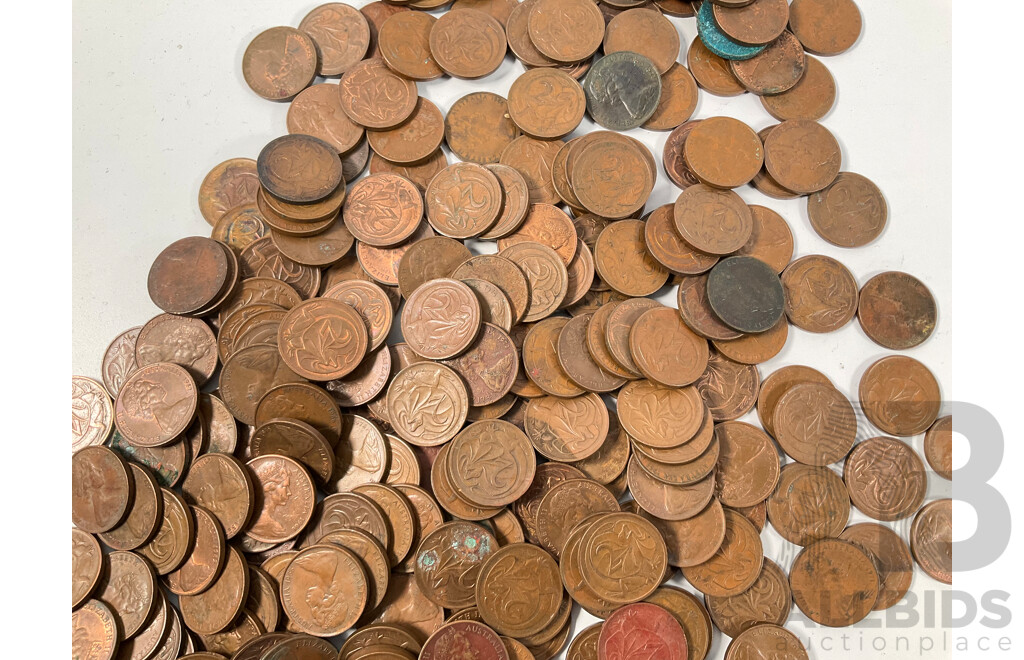 Collection of Australian One and Two Cent Coins Spanning 1966 to 1990 - Approximately 3.4 Kilograms