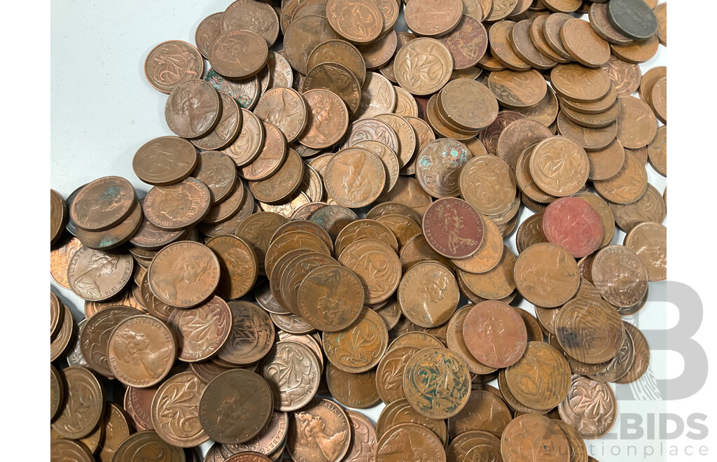 Collection of Australian One and Two Cent Coins Spanning 1966 to 1990 - Approximately 3.4 Kilograms