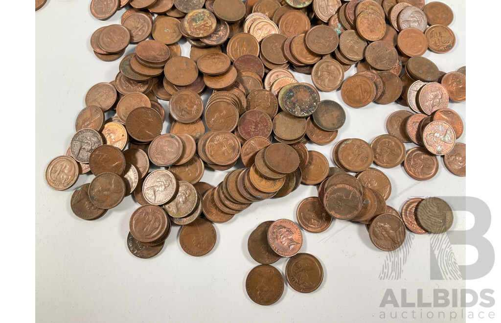 Collection of Australian One and Two Cent Coins Spanning 1966 to 1990 - Approximately 3.4 Kilograms