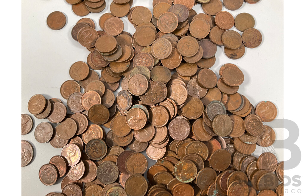 Collection of Australian One and Two Cent Coins Spanning 1966 to 1990 - Approximately 3.4 Kilograms