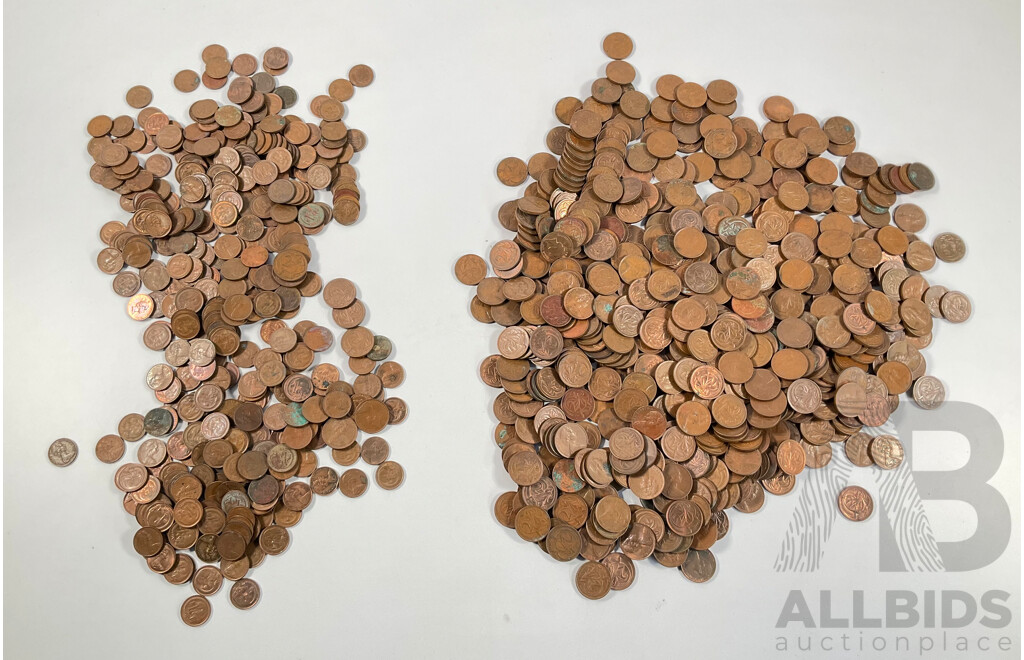 Collection of Australian One and Two Cent Coins Spanning 1966 to 1980's - Approximately 4 Kilograms