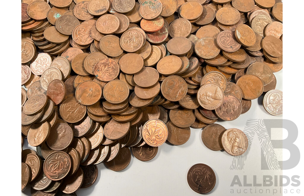 Collection of Australian One and Two Cent Coins Spanning 1966 to 1980's - Approximately 4 Kilograms