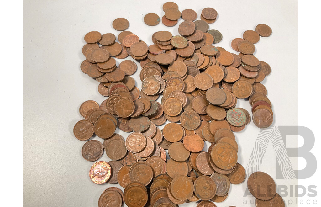 Collection of Australian One and Two Cent Coins Spanning 1966 to 1980's - Approximately 4 Kilograms
