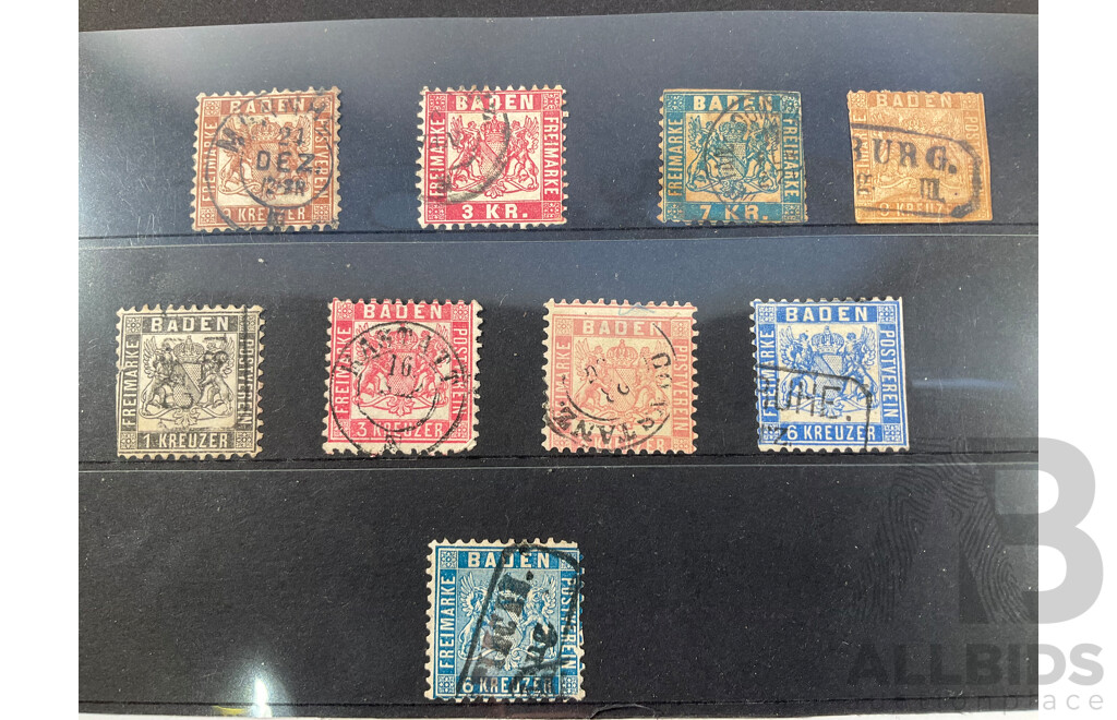 Collection of Rare German Stamps Including Baden, 1906 Kaiser Yachts, Togo, Austrian South Africa Offices, 1889 Eagle Deutsc-New Guinea Overprint, 1897 German Reichspost Diagonal Kamerun Overprint