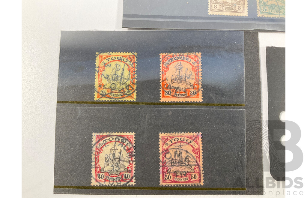 Collection of Rare German Stamps Including Baden, 1906 Kaiser Yachts, Togo, Austrian South Africa Offices, 1889 Eagle Deutsc-New Guinea Overprint, 1897 German Reichspost Diagonal Kamerun Overprint