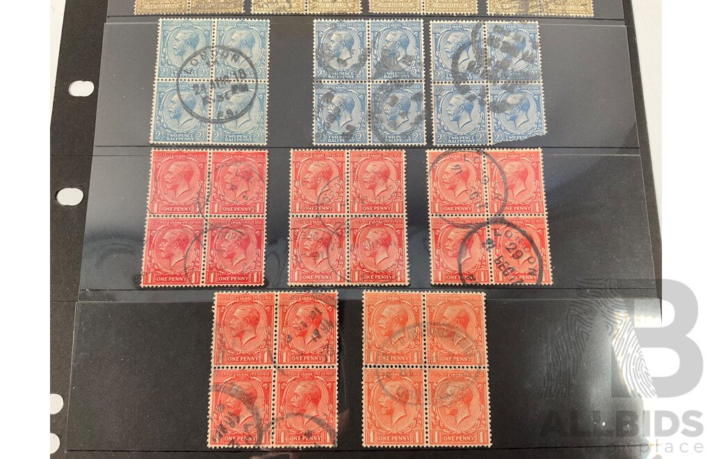 Collection of Great Britain and Territories Stamps Including Rare 1800's QV Straits Settlements Set, Barbados QV, 1900's Great Britain KGV Blocks to One Shilling, Cyprus and Dominica