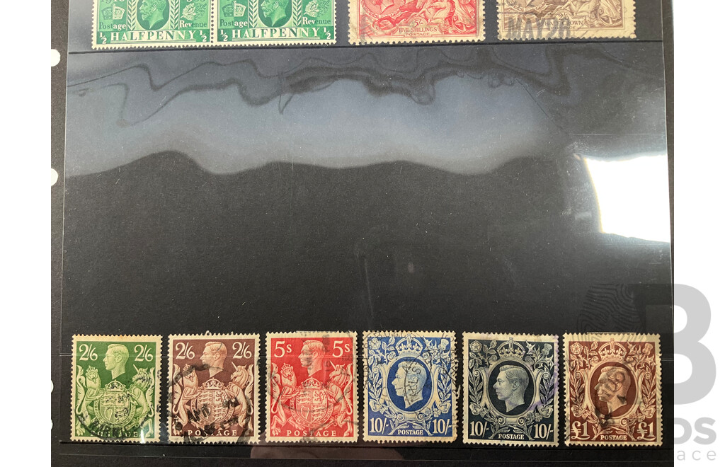 Collection of Great Britain and Territories Stamps Including Rare 1800's QV Straits Settlements Set, Barbados QV, 1900's Great Britain KGV Blocks to One Shilling, Cyprus and Dominica
