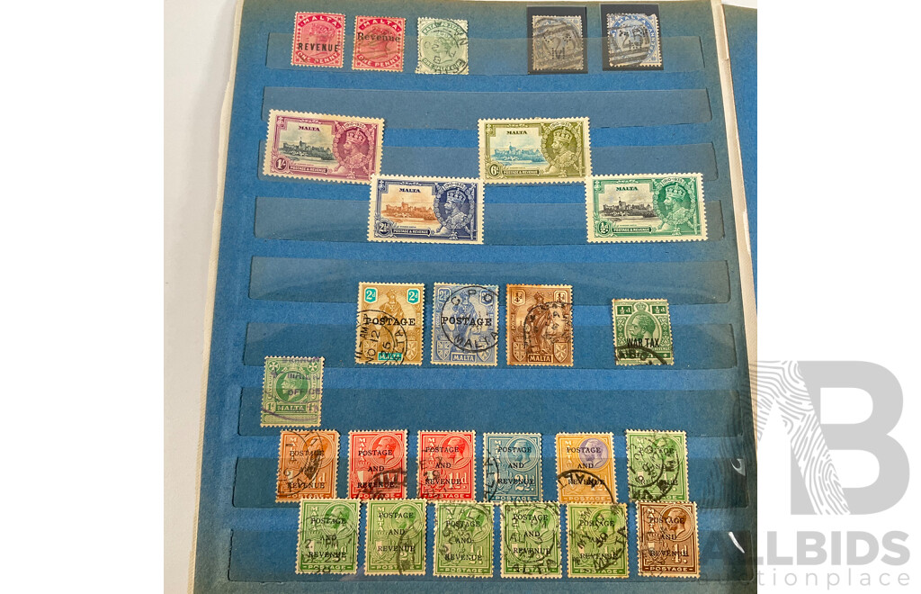 Collection of Great Britain Territories Stamps Including St Helena, Nevis/St Kitts, Honduras, New Hebrides, Antigua, Zululand, South Africa, Malta, QV, KGV